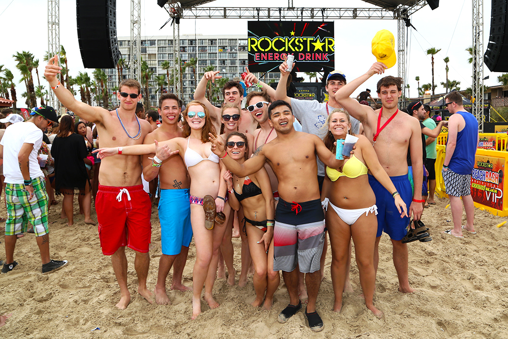 Studentcity travelers at Rockstar Beach while on South Padre Island Spring Break