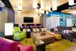 the lounge area at the Aloft spring break hotel in Cancun